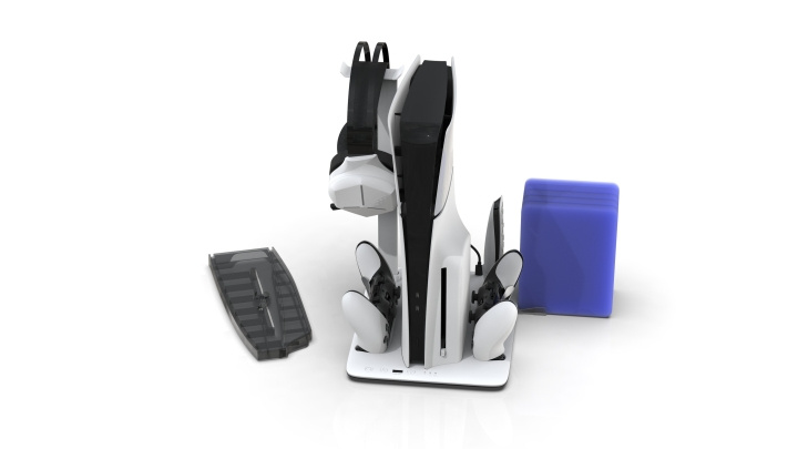 iMP TECH IMP DLX Stand - Geschikt voor controllers (incl. Edge), 3sp Fan w. spel, headset en afstandsbediening op te slaan in de groep HOME ELECTRONICS / Spelconsoles en accessoires / Sony PlayStation 5 bij TP E-commerce Nordic AB (D17017)