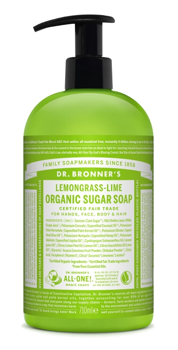 Dr. Bronner\'s - Biologische suikerzeep Citroengras Limoen 710 ml in de groep BEAUTY & HEALTH / Huidsverzorging / Lichaamsverzorging / Bad- en douchegels bij TP E-commerce Nordic AB (D17341)