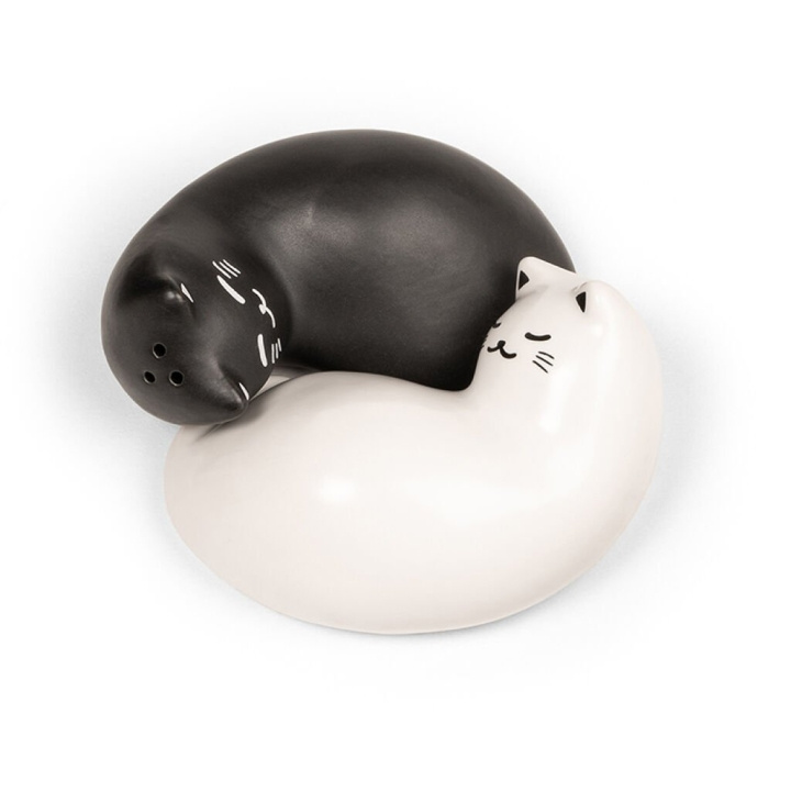 Kikkerland Purrfect peper en zoutstel - zwart en wit - 8,25 cm x 3,75 cm x 6,5 cm in de groep HUISHOUDEN & TUIN / Keukengerei / Zoutmolens & Pepermolens bij TP E-commerce Nordic AB (D17602)