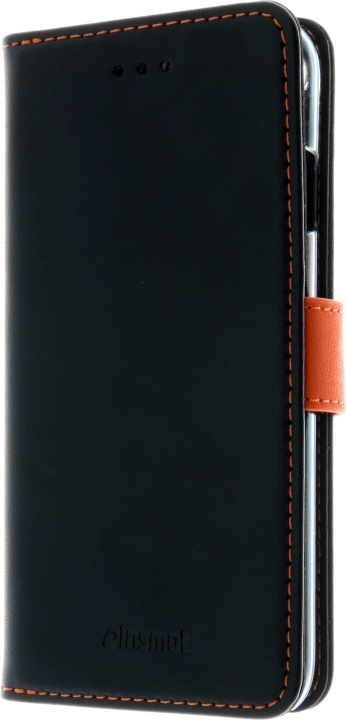 Insmat Exclusive Flip Case Portemonneehoesje voor iPhone 6 / 6s / 7 / 8 / SE, zwart / oranje in de groep SMARTPHONE & TABLETS / Mobielbescherming / Apple / iPhone 6 Plus/6S Plus bij TP E-commerce Nordic AB (D17840)