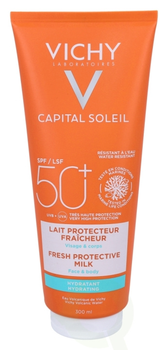 Vichy Capital Soleil Fresh Protective Milk SPF50+ 300 ml in de groep BEAUTY & HEALTH / Huidsverzorging / Zonnebank / Zonnebescherming bij TP E-commerce Nordic AB (D18437)