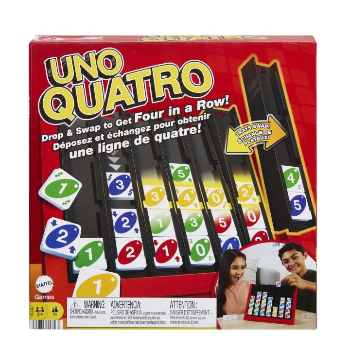 Mattel Games UNO Quatro (HPF82) in de groep SPEELGOED, KINDER- & BABYPRODUCTEN / Spelletje / Bordspellen bij TP E-commerce Nordic AB (D18691)