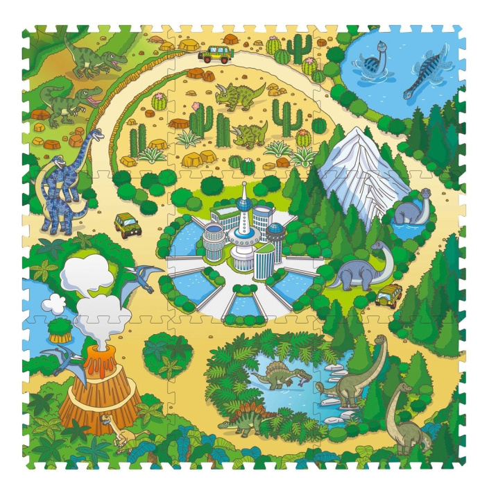 Magni Vloerpuzzel met dino park - 9 schuimrubberen tegels in de groep SPEELGOED, KINDER- & BABYPRODUCTEN / Speelgoed / Kinderpuzzel bij TP E-commerce Nordic AB (D18708)