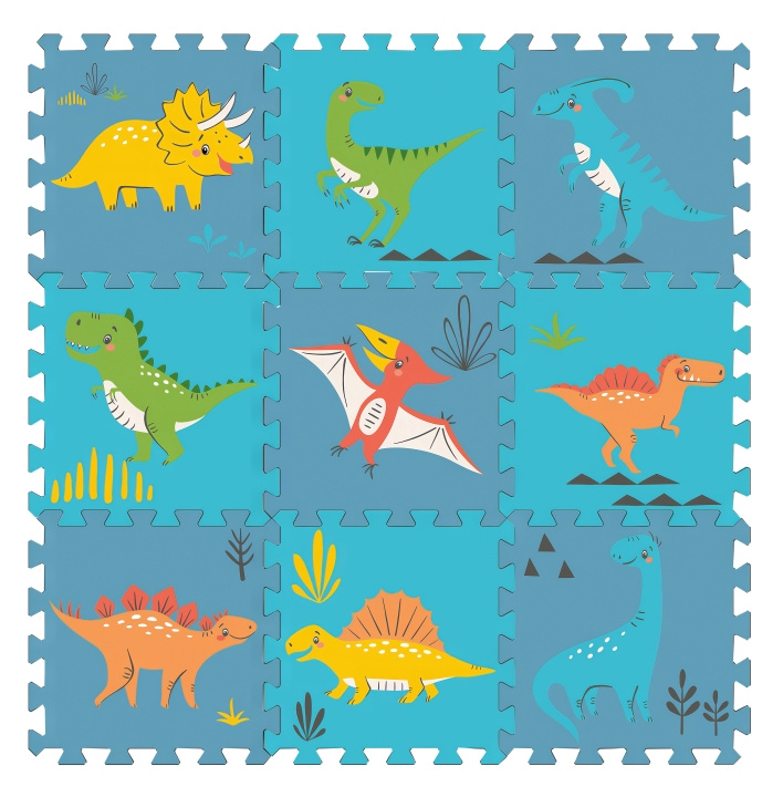 Magni Vloerpuzzel met dino soorten, 9 schuimrubberen tegels - (5638) in de groep SPEELGOED, KINDER- & BABYPRODUCTEN / Speelgoed / Kinderpuzzel bij TP E-commerce Nordic AB (D18710)