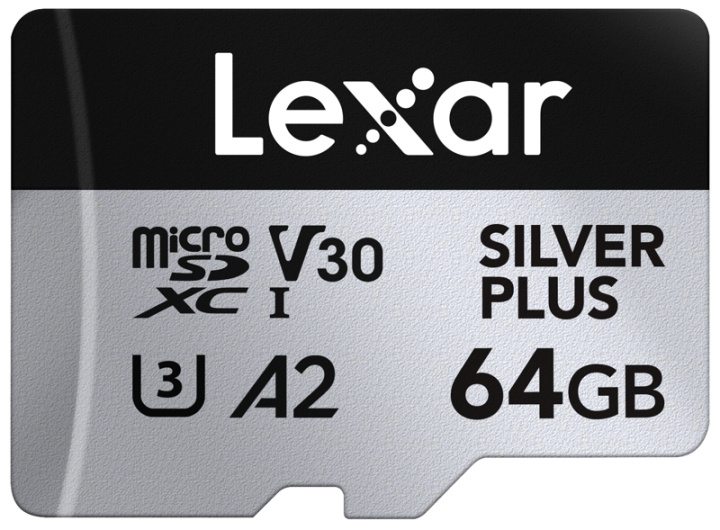 Lexar microSDXC Professional SILVER Plus UHS-I/U3/A2/4K R205/W100 (V30) - 64GB in de groep HOME ELECTRONICS / Opslagmedia / Geheugenkaarten / SD/SDHC/SDXC bij TP E-commerce Nordic AB (D18777)