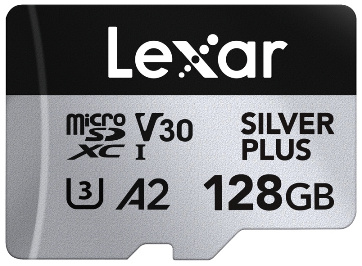 Lexar microSDXC Professional SILVER Plus UHS-I/U3/A2/4K R205/W150 (V30) - SILVER - 128GB in de groep HOME ELECTRONICS / Opslagmedia / Geheugenkaarten / SD/SDHC/SDXC bij TP E-commerce Nordic AB (D18778)