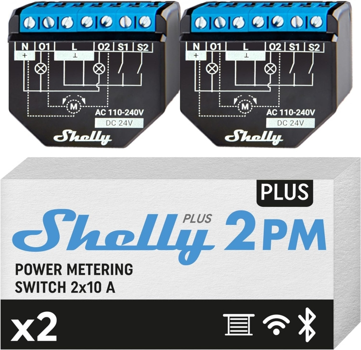 Shelly Plus 2PM (Dual Pack) - Verhoog je Smart Home-ervaring in de groep HUISHOUDEN & TUIN / Smart home / Slimme huissystemen bij TP E-commerce Nordic AB (D18804)
