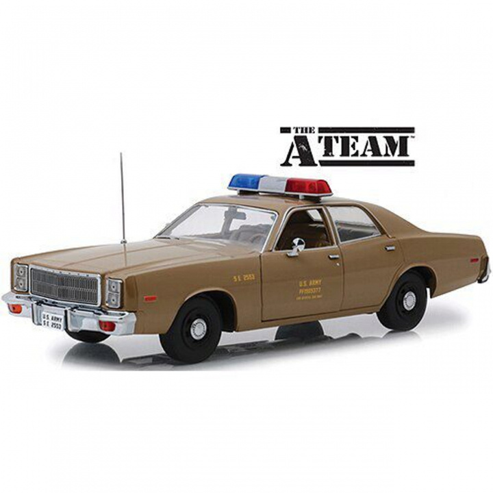 Greenlight Collectibles - 1/18 The A-Team (1983-87 TV) - 1977 Plymouth Fury US Army Police in de groep SPORT, VRIJE TIJD & HOBBY / Hobby / Kunststof modellen / Auto\'s bij TP E-commerce Nordic AB (D18865)