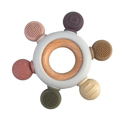 Magni Bijtring met houten ring - Multi gekleurd (5547) in de groep SPEELGOED, KINDER- & BABYPRODUCTEN / Babygadgets / Fopspenen & Bijtringen bij TP E-commerce Nordic AB (D18871)