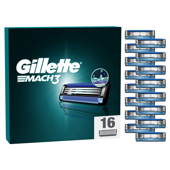 Gillette Mach3 scheermesjes - Blauw/Zwart - 16 stuks in de groep BEAUTY & HEALTH / Haar & Styling / Scheren & Trimmen / Scheermessen & Accessoires bij TP E-commerce Nordic AB (D19025)