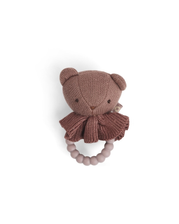 Smallstuff Rammelaar, berengezichtje op siliconen ring, donkerroze - (40008-93) in de groep SPEELGOED, KINDER- & BABYPRODUCTEN / Babyspeelgoed / Knuffels bij TP E-commerce Nordic AB (D19084)