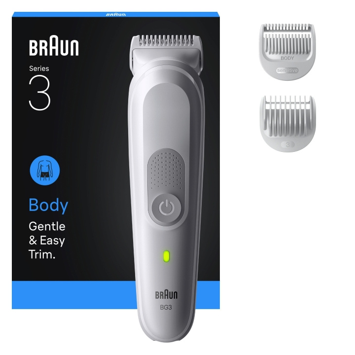 Braun Body Groomer Series 3, +3 Verzorgingshulpen, BG3530 - Gentle Grey in de groep BEAUTY & HEALTH / Haar & Styling / Scheren & Trimmen / Haartrimmers bij TP E-commerce Nordic AB (D19196)
