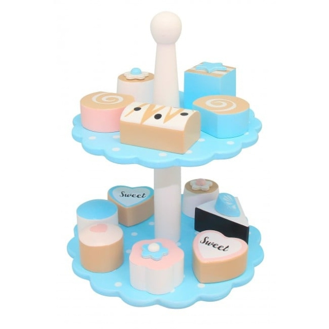 Magni Houten gebakstandaard, blauw met 12 gebakjes (1571B) in de groep SPEELGOED, KINDER- & BABYPRODUCTEN / Speelgoed / Speelset bij TP E-commerce Nordic AB (D19200)