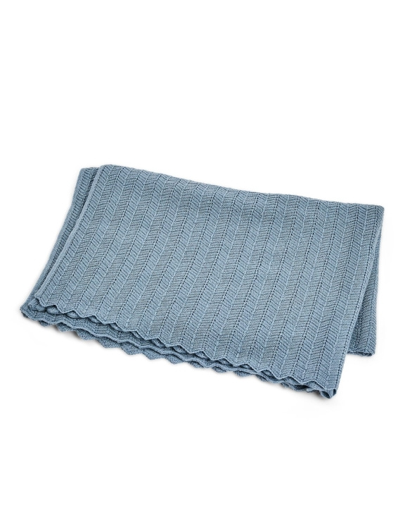 Smallstuff Babydeken, visgraat, merinowol - Blauw - 80x100 cm (70007-84) in de groep SPEELGOED, KINDER- & BABYPRODUCTEN / Kindertextiel / Babydekens bij TP E-commerce Nordic AB (D19237)