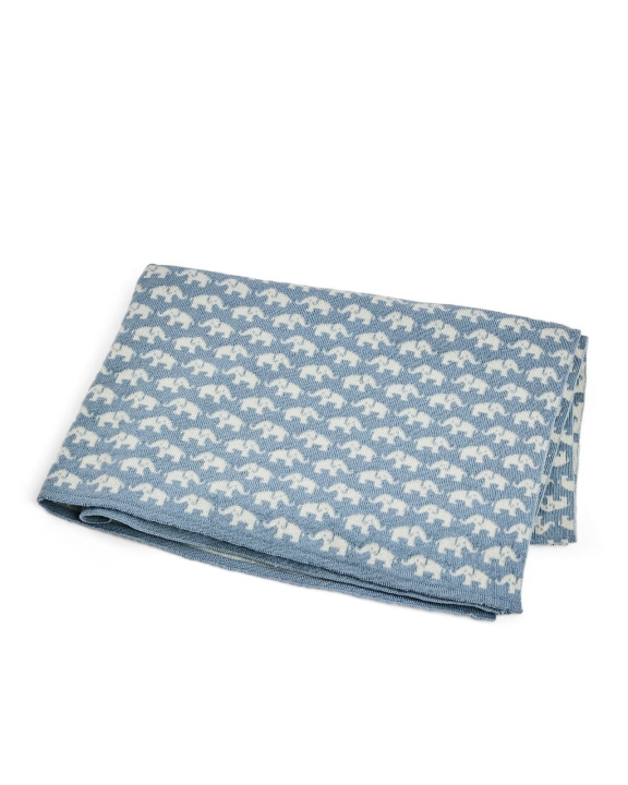 Smallstuff Babydeken AO olifanten - Merino Wol Blauw - 80x100 cm (70007-91) in de groep SPEELGOED, KINDER- & BABYPRODUCTEN / Kindertextiel / Babydekens bij TP E-commerce Nordic AB (D19239)