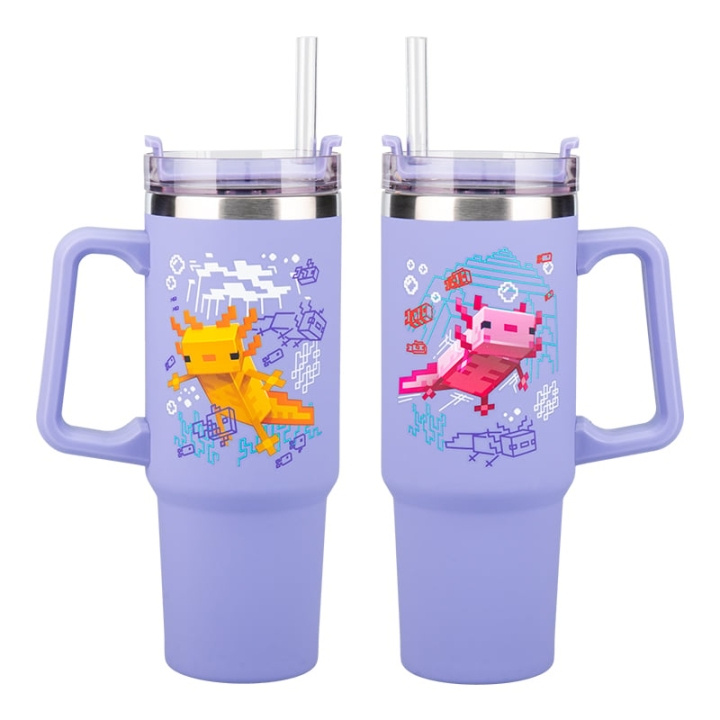 Minecraft Paarse 900 ml geïsoleerde beker en rietje in de groep SPEELGOED, KINDER- & BABYPRODUCTEN / Eten & Drinken / Babyflessen & Accessoires bij TP E-commerce Nordic AB (D19346)