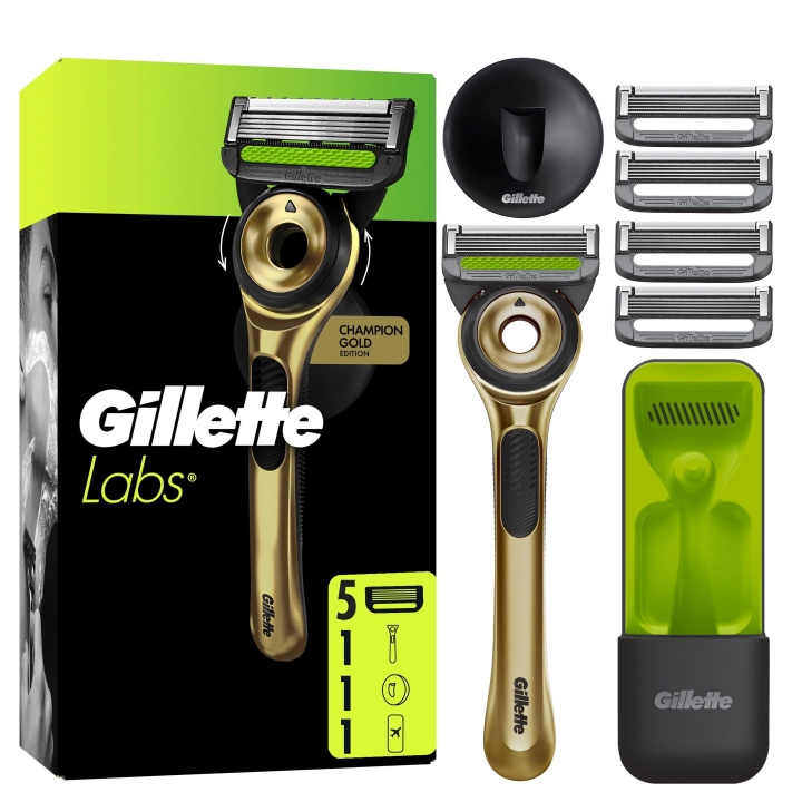 Gillette GilletteLabs With Exfoliating Bar Razor Champion Gold Edition - Groen/Zwart in de groep BEAUTY & HEALTH / Haar & Styling / Scheren & Trimmen / Scheermessen & Accessoires bij TP E-commerce Nordic AB (D19410)