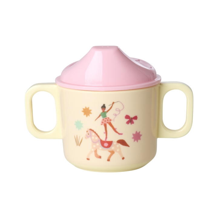 RICE Melamine 2-Hendel babybeker met kermisopdruk - Roze - 250 ml in de groep SPEELGOED, KINDER- & BABYPRODUCTEN / Eten & Drinken / Kinderservies bij TP E-commerce Nordic AB (D19431)