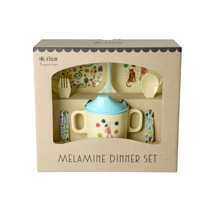 RICE Melamine Baby Diner Set - Kermis Print - Mint en Blauw in de groep SPEELGOED, KINDER- & BABYPRODUCTEN / Eten & Drinken / Kinderservies bij TP E-commerce Nordic AB (D19434)