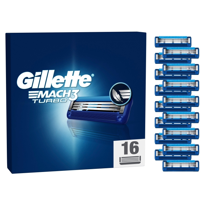 Gillette Mach3 Turbo Scheermesjes voor mannen - Blauw/Grijs - 16 stuks in de groep BEAUTY & HEALTH / Haar & Styling / Scheren & Trimmen / Scheermessen & Accessoires bij TP E-commerce Nordic AB (D19525)