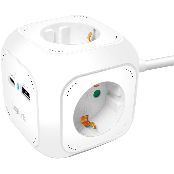 LogiLink Power Cube Multi-grenuttag + USB-A/USB-C PD 20W in de groep HUISHOUDEN & TUIN / Smart home / Smart plugs bij TP E-commerce Nordic AB (D19671)