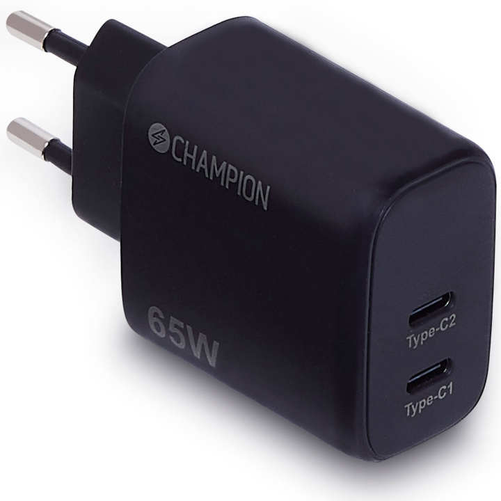 Champion Laddare 65W PD Svart in de groep SMARTPHONE & TABLETS / Opladers & Kabels / Wandoplader bij TP E-commerce Nordic AB (D19673)