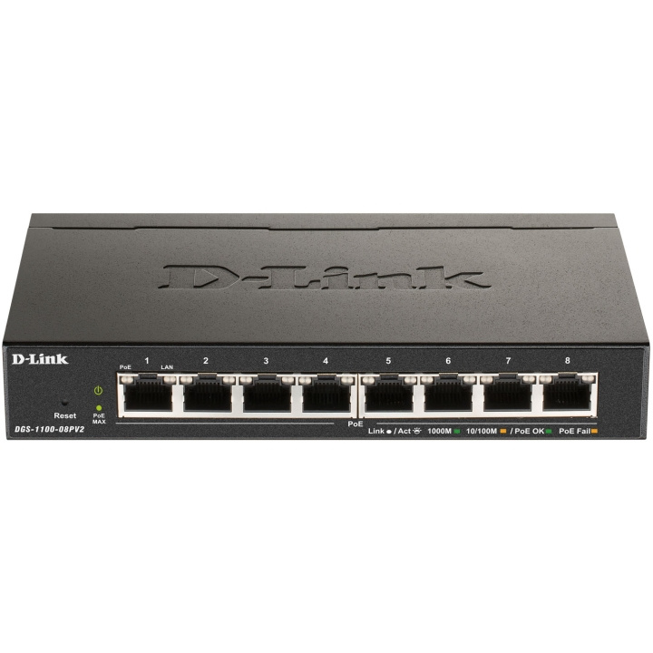 D-Link DGS-1100-08PV2 8-Port PoE Administrerbar Gigabitswitch in de groep COMPUTERS & RANDAPPARATUUR / Netwerk / Schakelaars bij TP E-commerce Nordic AB (D19677)