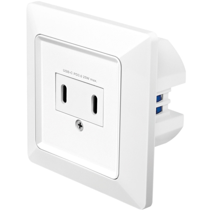 LogiLink Vägguttag med 2xUSB-C PD 25W in de groep HUISHOUDEN & TUIN / Elektriciteit & Verlichting / Elektrische installatie / Wandcontactdozen bij TP E-commerce Nordic AB (D19701)