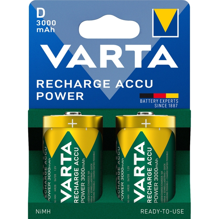 Varta Laddningsbart batteri D / LR20 3000 mAh 2-pack in de groep HOME ELECTRONICS / Batterijen & Opladers / Batterijen bij TP E-commerce Nordic AB (D19768)