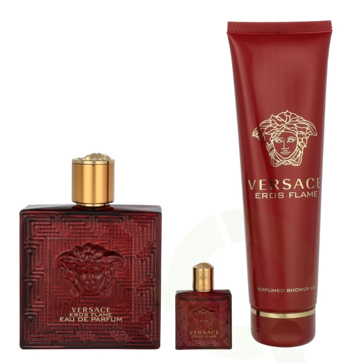 Versace Eros Flame Giftset 255 ml Edp Spray 100ml/ Bath & Shower Gel 150ml/Miniatura in de groep BEAUTY & HEALTH / Cadeausets bij TP E-commerce Nordic AB (D19915)