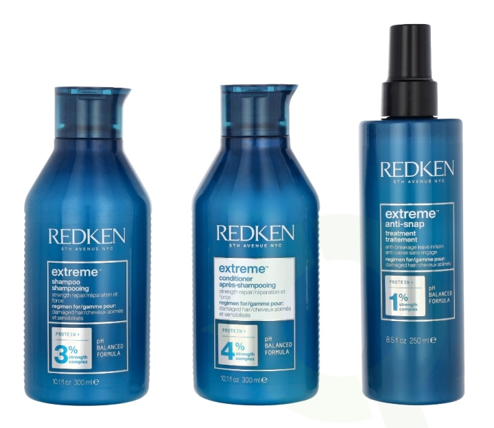 Redken Extreme Trio Set 850 ml 300ml/300ml/250ml in de groep BEAUTY & HEALTH / Haar & Styling / Haarverzorging / Shampoo bij TP E-commerce Nordic AB (D19989)