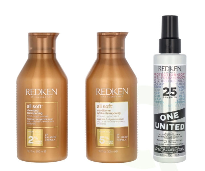 Redken All Soft Trio Set 750 ml 300ml/300ml/150ml in de groep BEAUTY & HEALTH / Haar & Styling / Haarverzorging / Haarmasker bij TP E-commerce Nordic AB (D20207)