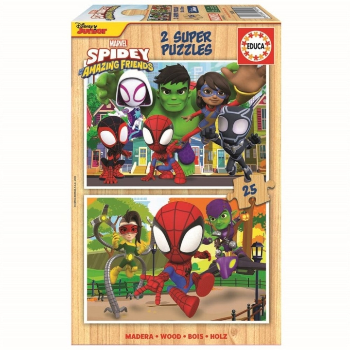 Educa 2x25 Spidey & Zijn Verbazingwekkende Vrienden Houten Puzzels (80-19289) in de groep SPEELGOED, KINDER- & BABYPRODUCTEN / Speelgoed / Kinderpuzzel bij TP E-commerce Nordic AB (D20239)