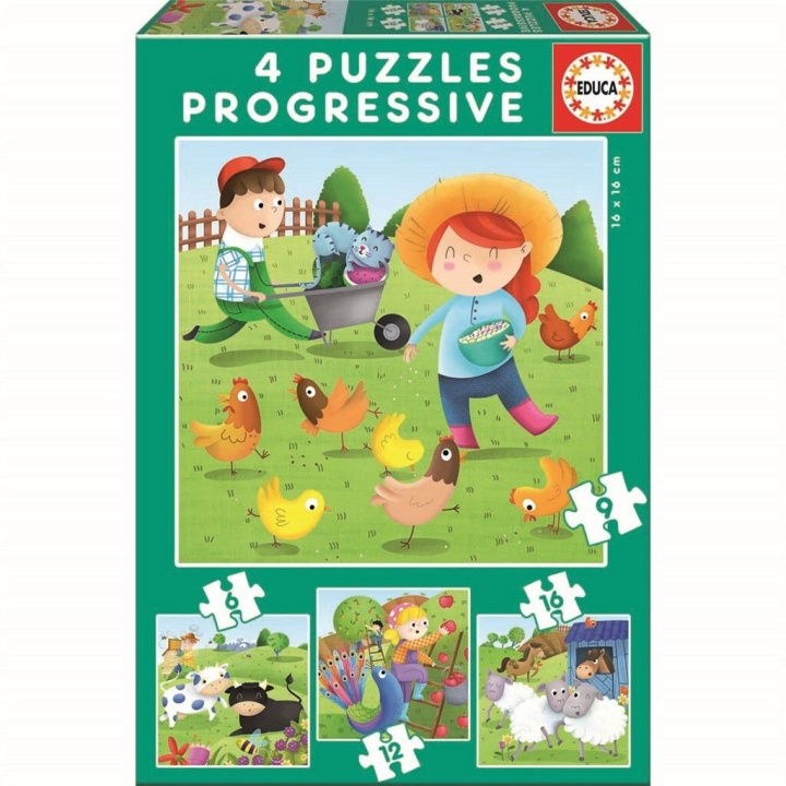 Educa Puzzel - 6-9-12-16 Boerderijdieren (80-17145) in de groep SPEELGOED, KINDER- & BABYPRODUCTEN / Speelgoed / Kinderpuzzel bij TP E-commerce Nordic AB (D20248)