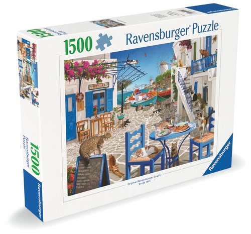 Ravensburger Katten van Mykonos - 1500p (12001450) in de groep SPORT, VRIJE TIJD & HOBBY / Hobby / Puzzel bij TP E-commerce Nordic AB (D20565)