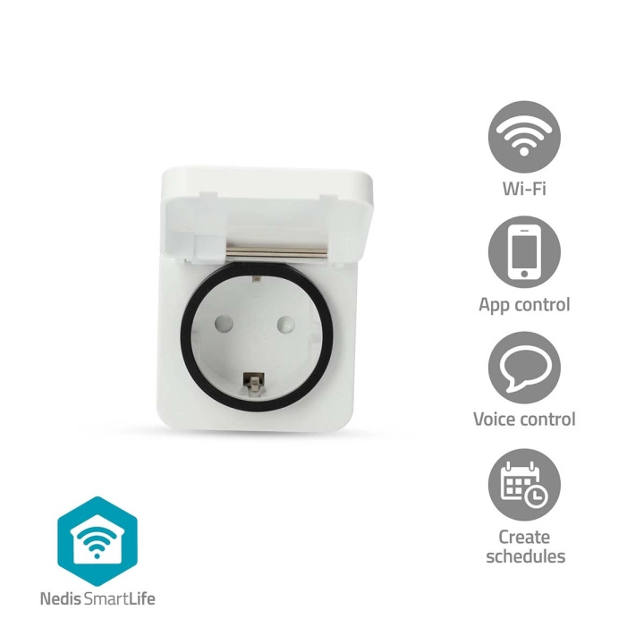 Nedis SmartLife Slimme Stekker | Wi-Fi | IP44 | 3680 W | Randaarde stekker | -25 - 55 °C | Android™ / IOS | Grijs / Wit | 1 Stuks in de groep HUISHOUDEN & TUIN / Smart home / Smart plugs bij TP E-commerce Nordic AB (D20923)