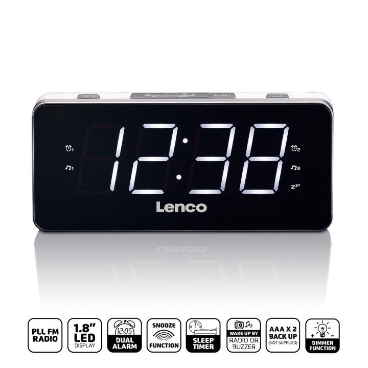 Lenco PLL FM wekkerradio groot en duidelijk 1.8