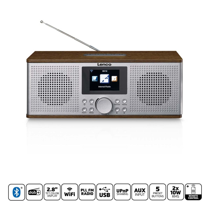 Lenco Slimme internetradio, met DAB+ / FM en Bluetooth® Wood in de groep HOME ELECTRONICS / Audio & Beeld / Thuisbioscoop, Hifi en Draagbaar / Radio & Wekkers / Draadloze audiozender bij TP E-commerce Nordic AB (D20926)