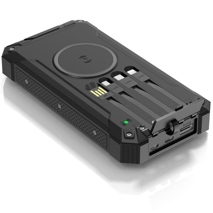 Denver PowerBank 20.000 mAh Solcell 4st kablar + trådlös laddning Svart in de groep SMARTPHONE & TABLETS / Opladers & Kabels / Powerbanks bij TP E-commerce Nordic AB (D21014)