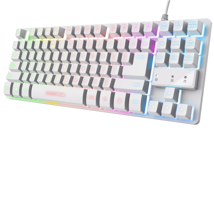 Trust GXT 833W Thado Gamingtangentbord TKL RGB Nordisk layout Vit in de groep COMPUTERS & RANDAPPARATUUR / GAMING / Toetsenborden bij TP E-commerce Nordic AB (D21060)