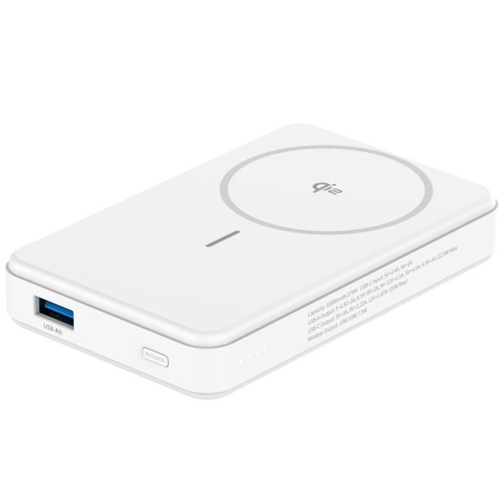 Celly PowerBank 10.000 mAh 15W Qi2 Vit in de groep SMARTPHONE & TABLETS / Opladers & Kabels / Powerbanks bij TP E-commerce Nordic AB (D21072)