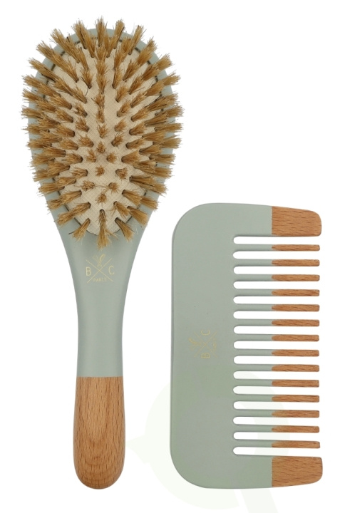 Bachca Paris Baby Blue Brush Set 2 piece Small Brush/Wood Comb in de groep BEAUTY & HEALTH / Haar & Styling / Haarborstels bij TP E-commerce Nordic AB (D21193)