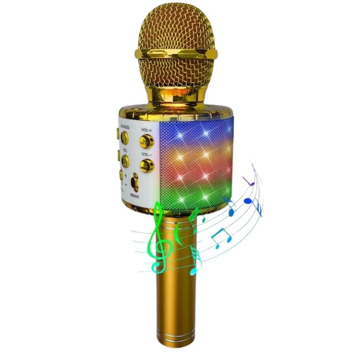 Party Fun Lights Karaokemicrofoon met luidspreker - Goud (605602) in de groep HOME ELECTRONICS / Audio & Beeld / Handmicrofoons bij TP E-commerce Nordic AB (D21433)