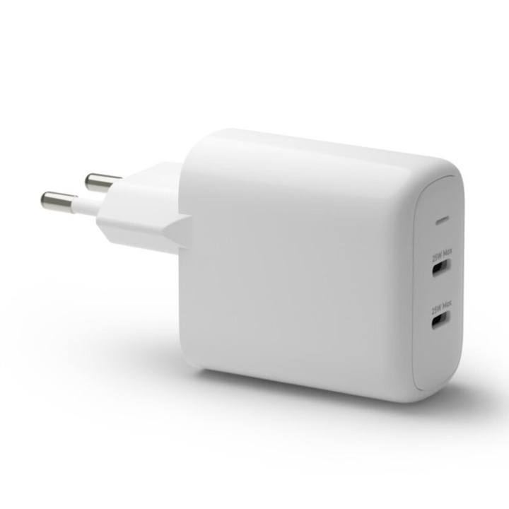 dbramante1928 Opladen - Wandoplader GaN - 2x USB-C 25W EU - Wit in de groep SMARTPHONE & TABLETS / Opladers & Kabels / Wandoplader / Wandoplader Type C bij TP E-commerce Nordic AB (D21447)