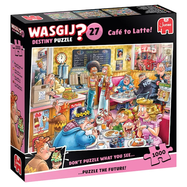 Wasgij Lot 27: Café aan Latte! (1000 stukjes) (1110100596) in de groep SPORT, VRIJE TIJD & HOBBY / Hobby / Puzzel bij TP E-commerce Nordic AB (D21505)