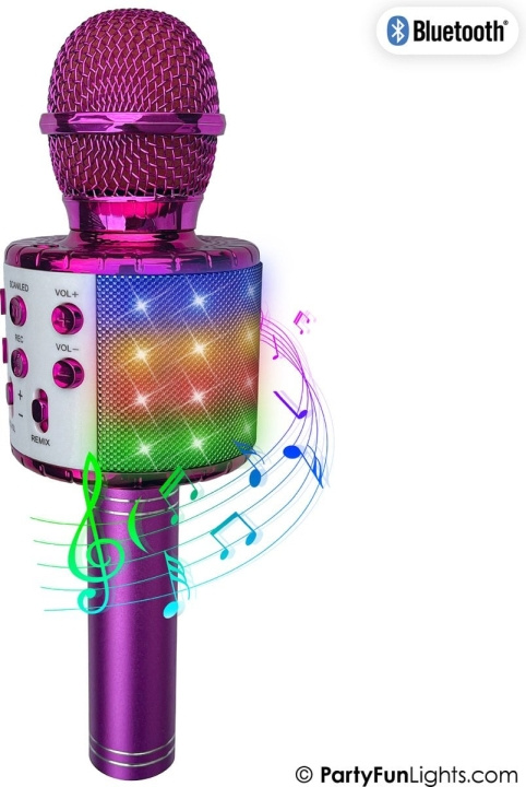 Party Fun Lights Karaoke microphone with speaker - Pink (605601) in de groep HOME ELECTRONICS / Audio & Beeld / Handmicrofoons bij TP E-commerce Nordic AB (D21510)
