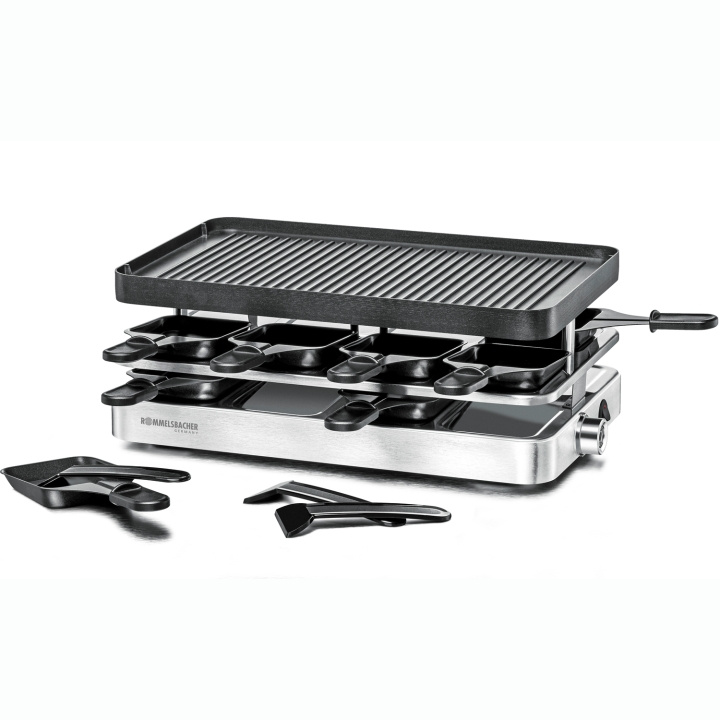 Rommelsbacher Raclettegrill RC 1400 37X23cm 8st spatlar xxl kabel in de groep HUISHOUDEN & TUIN / Huishoudelijke apparaten / Broodroosters & Broodgrills / Tafelgrills & Raclette bij TP E-commerce Nordic AB (D21620)