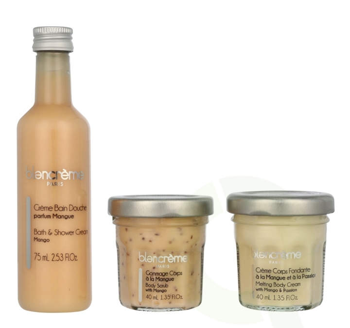 Blancreme Bath & Body Essentials Set 155 ml Bath & Shower Cream 75ml/Body Cream 40ml/Body Scrub 40ml - Mango & Passion in de groep BEAUTY & HEALTH / Huidsverzorging / Lichaamsverzorging / Bad- en douchegels bij TP E-commerce Nordic AB (D21711)