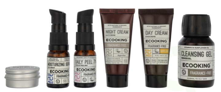 Ecooking Skincare Starter Kit 115 ml Cleansing Gel 50ml/Daily peel 10ml/Day Cream 15ml/Night Cream 15ml/Moisturizing Serum 10ml/Multi Bal in de groep BEAUTY & HEALTH / Huidsverzorging / Gezicht / Schoonmaak bij TP E-commerce Nordic AB (D21800)