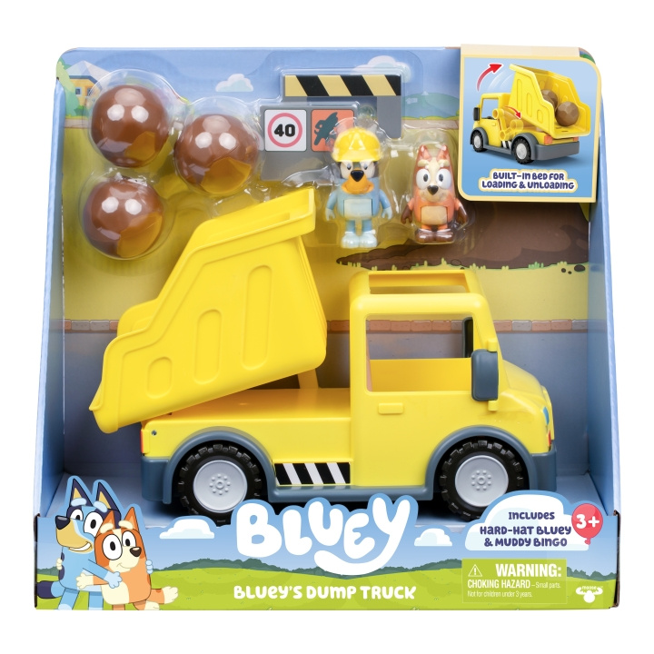 Bluey Bluey\'s Dump Truck met exclusieve Hard-Hat Bluey en Muddy Bingo figuren - (90317) in de groep SPEELGOED, KINDER- & BABYPRODUCTEN / Speelgoed / Figuren, Miniaturen & accessoires bij TP E-commerce Nordic AB (D21855)